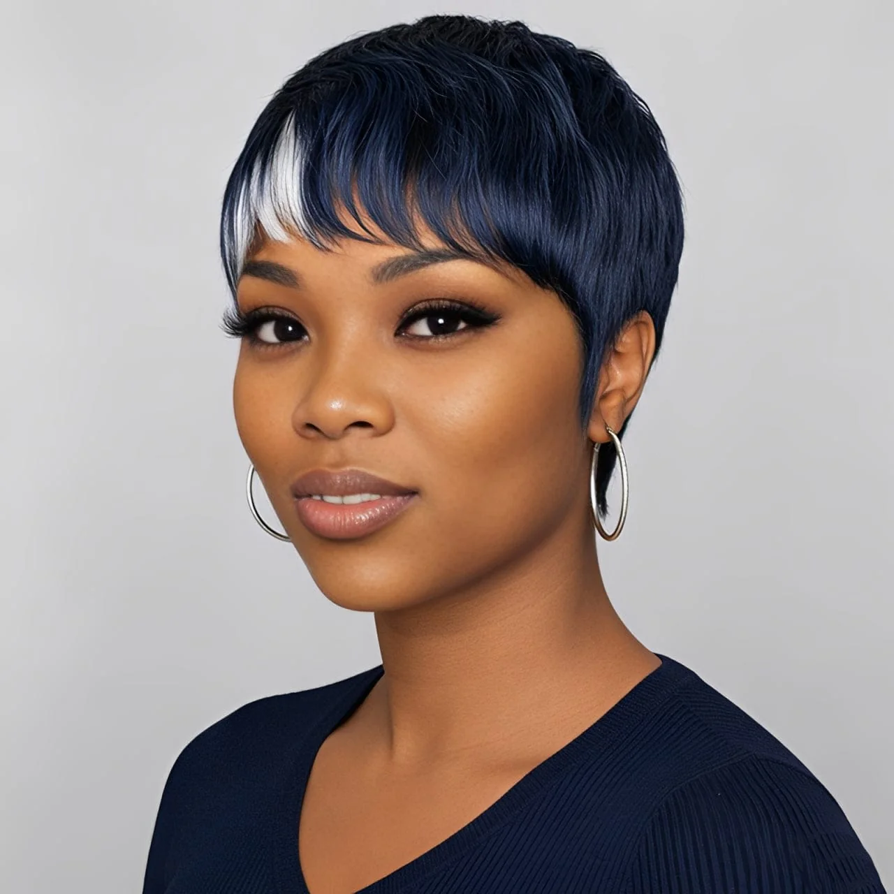 Baisi 1 Blue With White Highlight Pixie WIg+l Pixie Short Cut Wig =$99 - Image 3