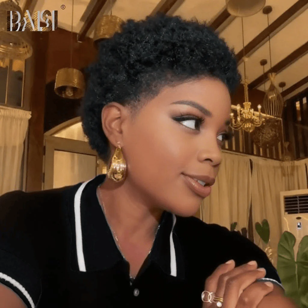 Baisi 1 Green Highlight Afro Curl Wig+1 Black Afro Curl Wig = $159 - Image 3