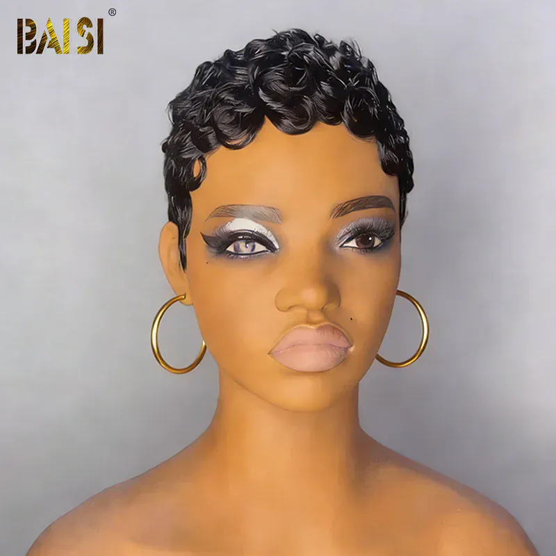 Baisi 1 Highlight Curly BOB Wig+1 Finger Wave Pixie Cut Wig= $129 - Image 3