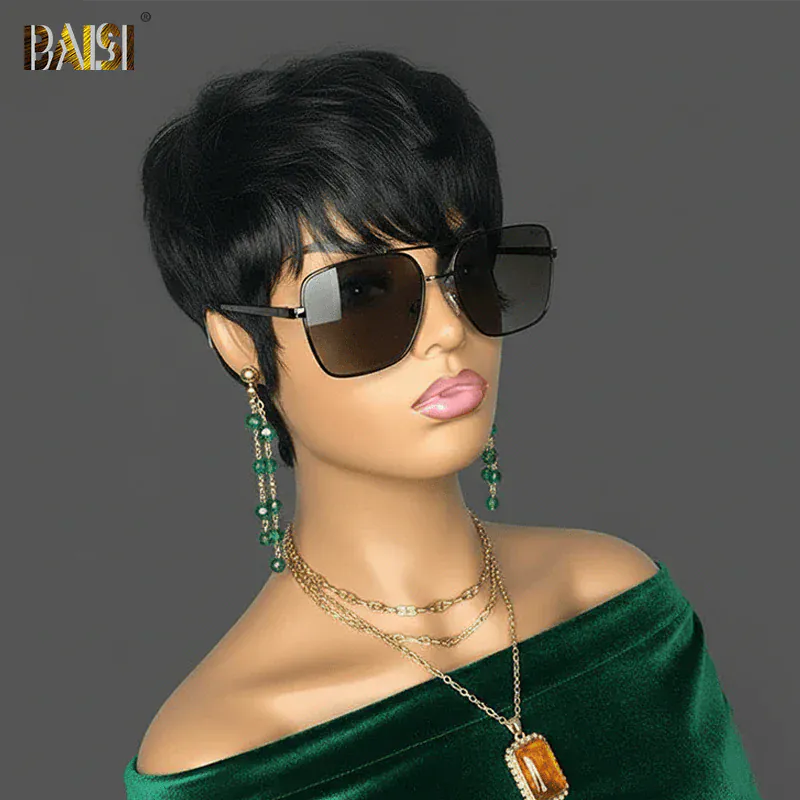 Baisi 1 Machine Made Golden Highlight Wig+l Pixie Short Cut Wig= $99 - Image 3