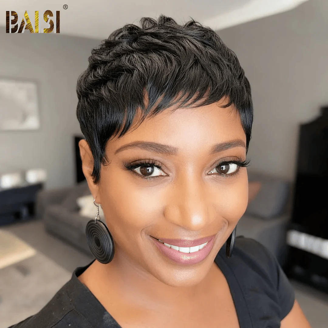 Baisi 1 Side Part Pixie Cut Wig+l Black Pixie short Cut =$99 - Image 3