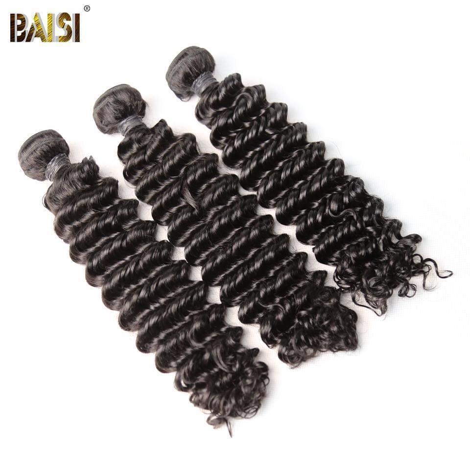 BAISI 10A Virgin Deep Wave Human Hair Bundles with Closure/Frontal - Image 3