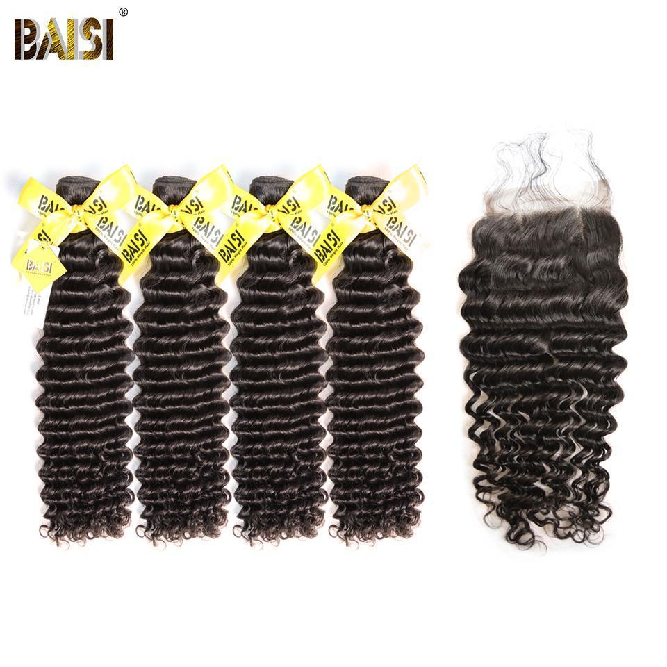 BAISI 12A Raw Peruvian Deep Wave Bundles with Closure / Frontal - Image 3