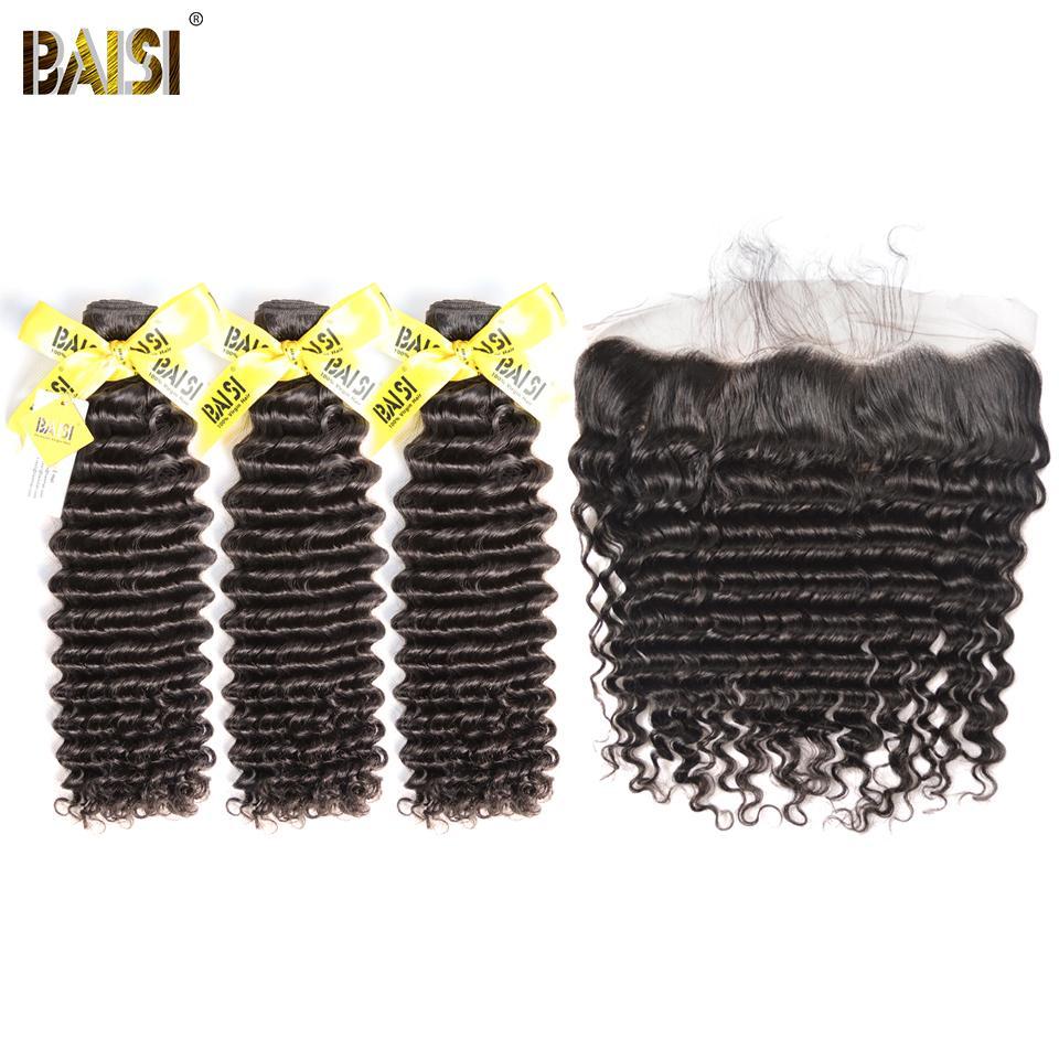 BAISI 12A Raw Peruvian Deep Wave Bundles with Closure / Frontal - Image 6