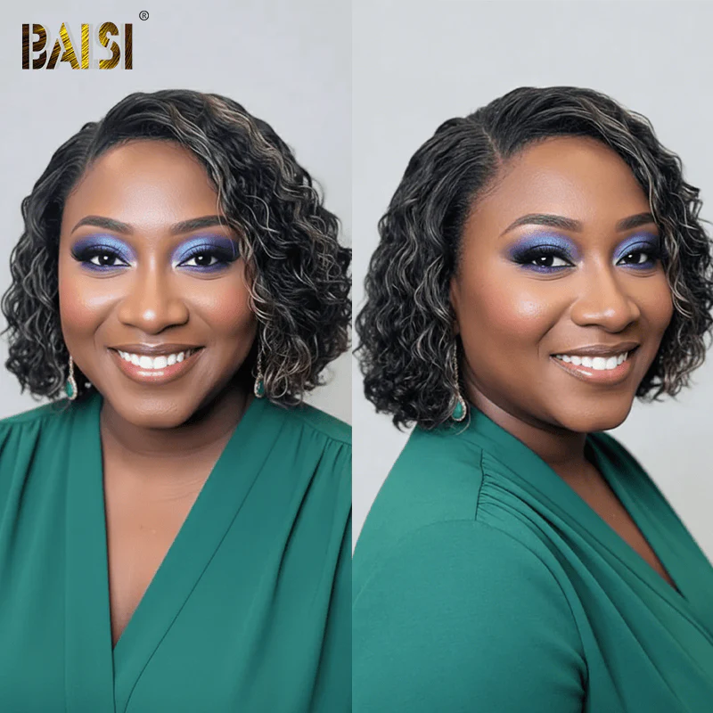 BAISI 13X4 Lace Side Part Curly Short BOB Wig - Image 3