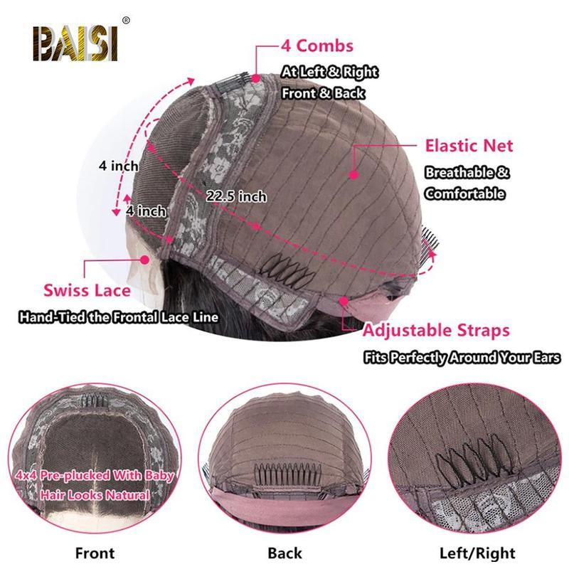 BAISI 4X4 Closure Wig Human Hair Wig - Image 7