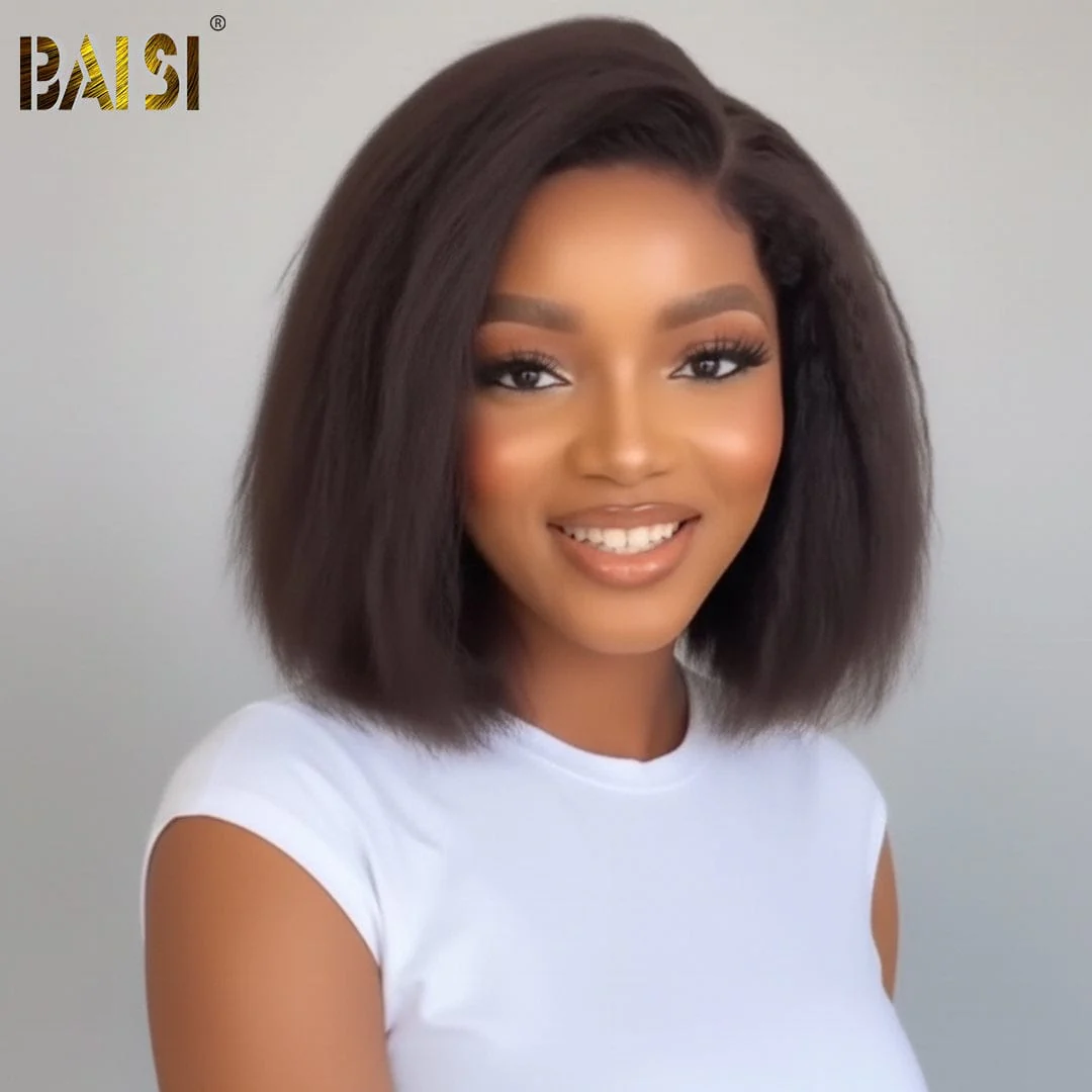 BAISI 4X4 Side Part Kinky Straight Lace BOB Wig - Image 3
