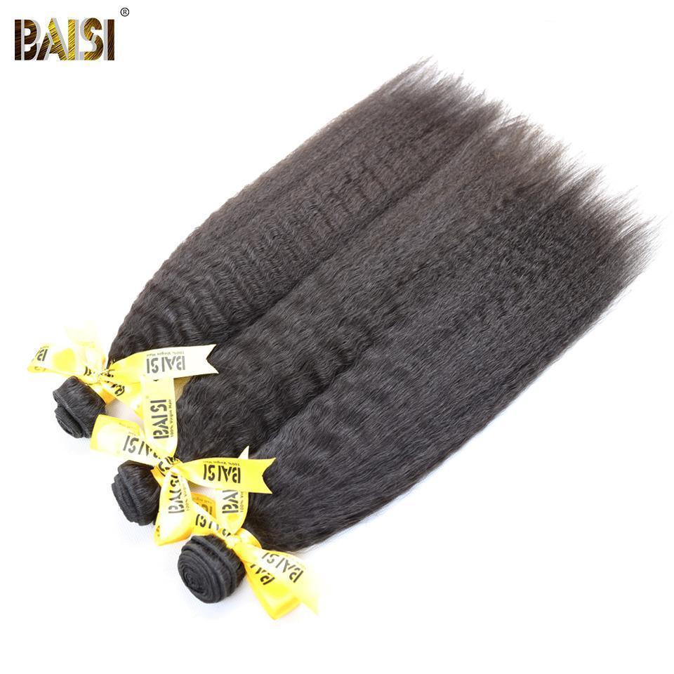 BAISI 12A Raw Hair Weave Peruvian Virgin Hair Yaki kinky Straight - Image 3