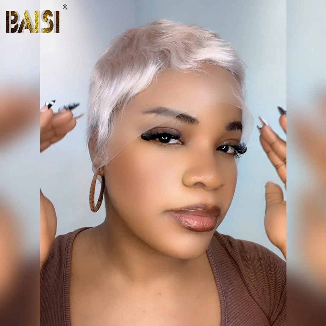 BAISI Silver Super Short Pixie Short Cut Wig - Image 3