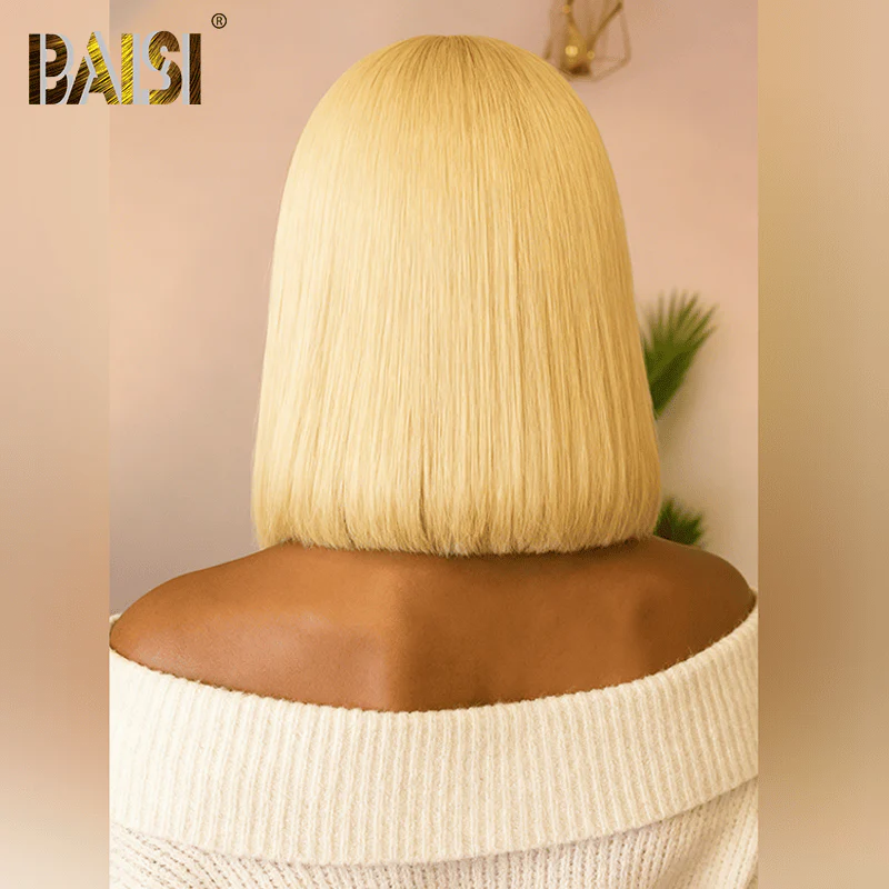 BAISI 613# Blonde Lace Bob Wig Straight wig - Image 3