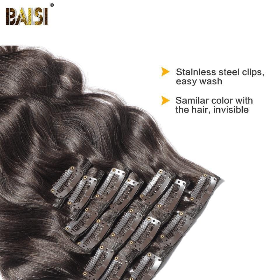 BAISI Body Wave Clip Ins Hair Extensions 7 Pcs And 120g/Set - Image 5
