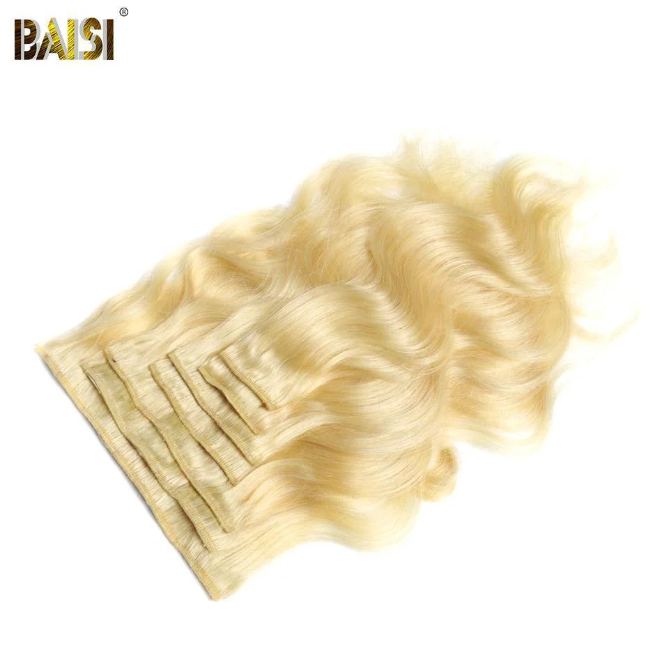 BAISI Body Wave Clip Ins Hair Extensions Blonde - Image 3