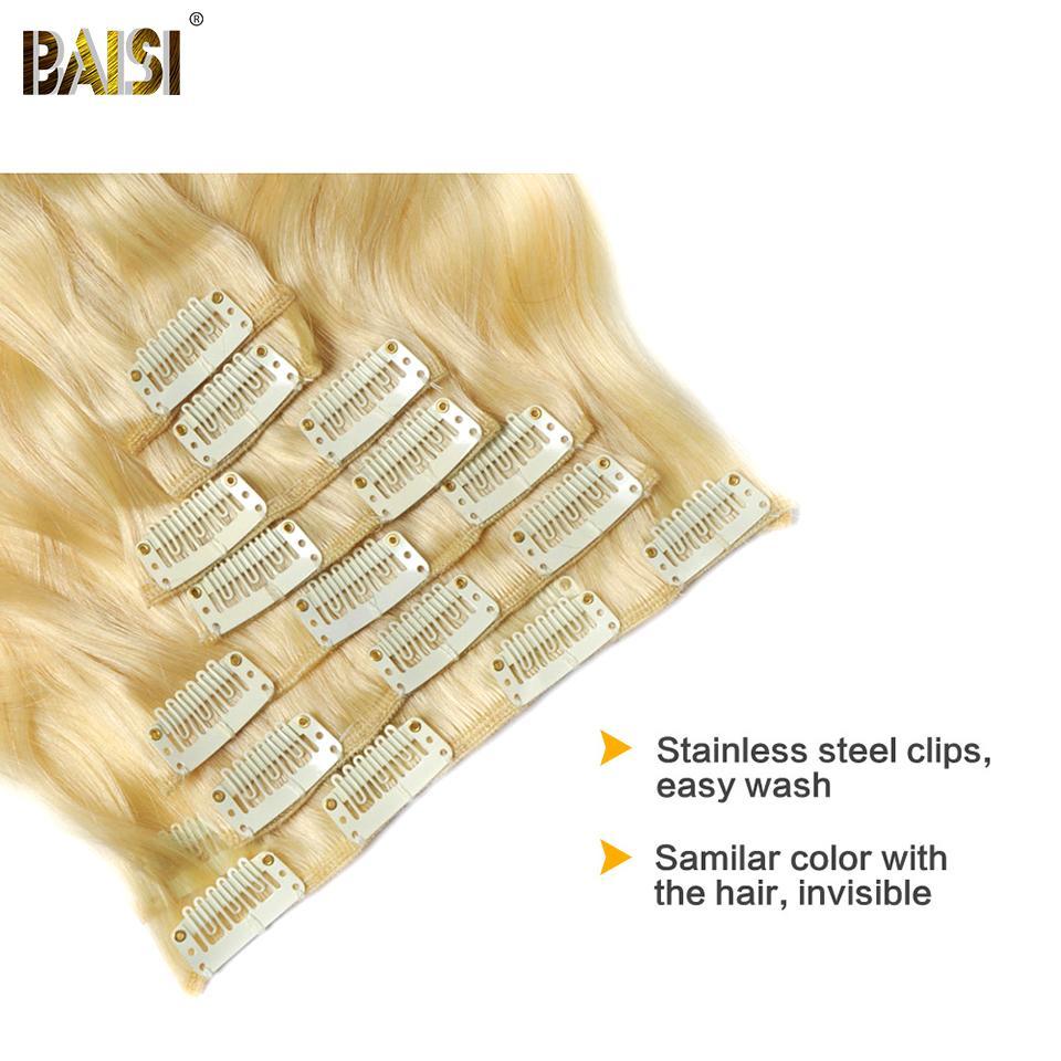 BAISI Body Wave Clip Ins Hair Extensions Blonde - Image 5