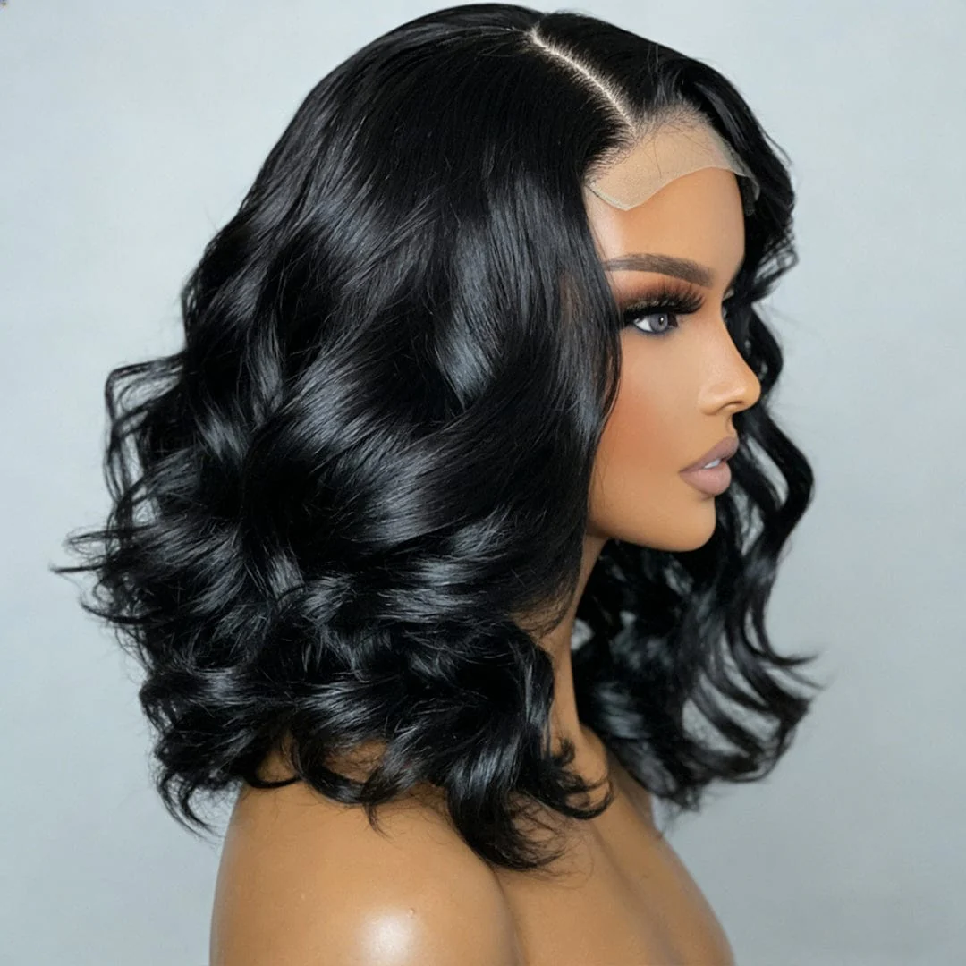 BAISI 12A Natural Wavy Lace Bob Wig 100% Human Hai - Image 3
