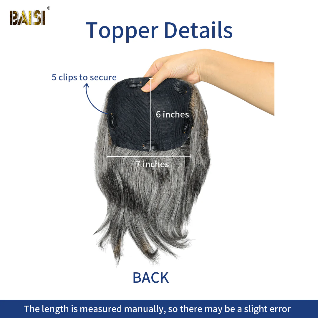 BAISI Silver Salt And Pepper Gray Topper (NOT A WIG) - Image 4