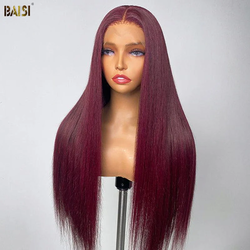 BAISI Dark Purple Plum Color Wigs - Image 3