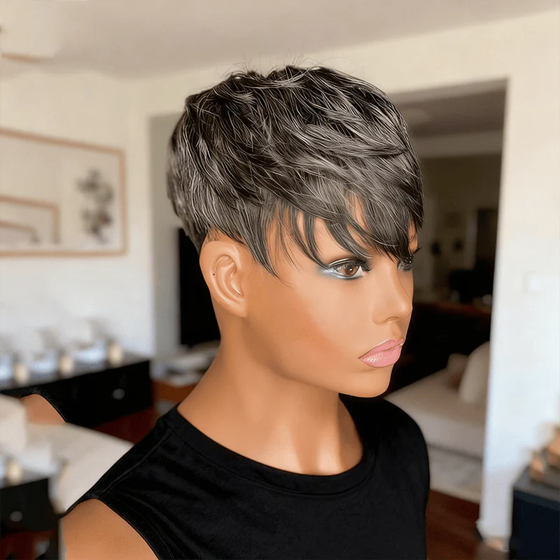 BAISI Dark Salt And Pepper Straight Partial Topper(Not A Wig) - Image 3