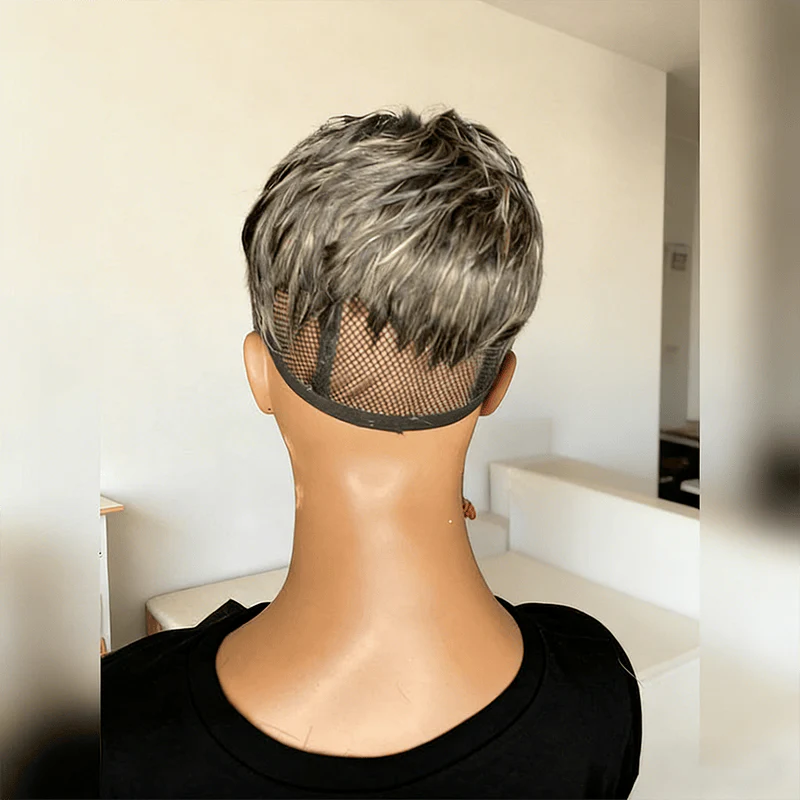 BAISI Dark Salt And Pepper Straight Partial Topper(Not A Wig) - Image 4