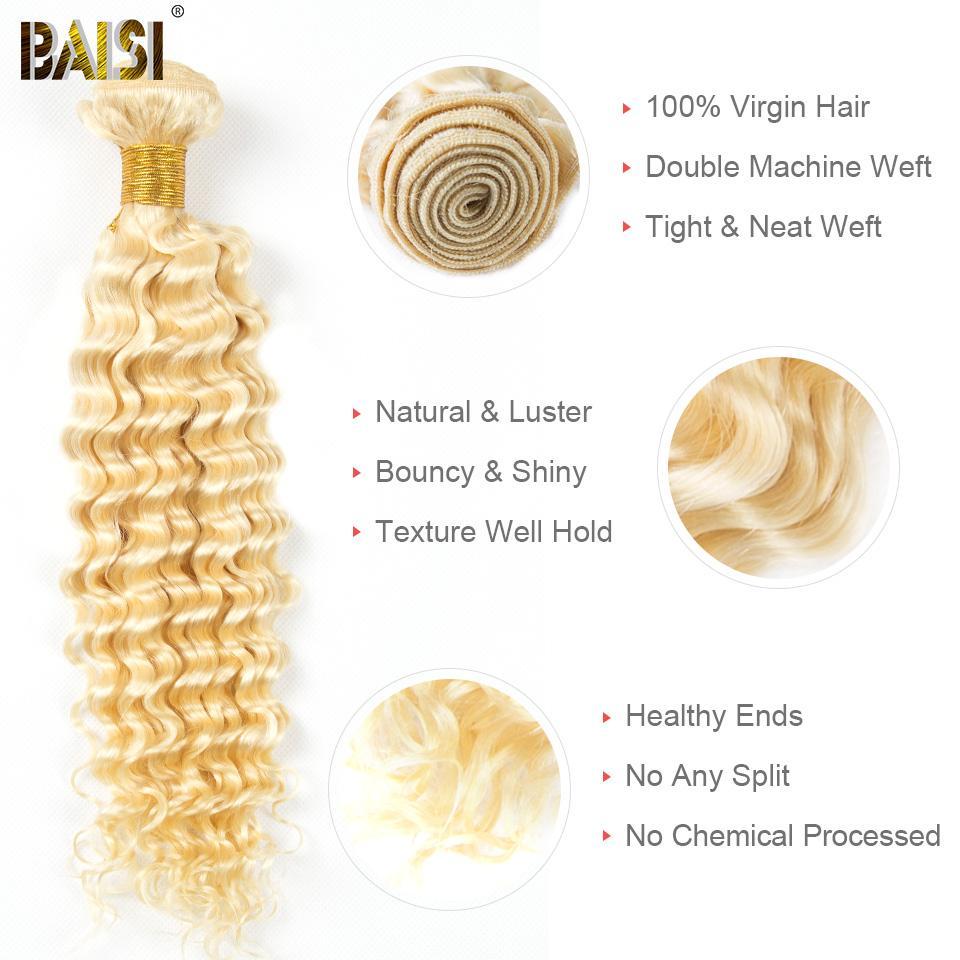 BAISI Eurasian Blonde 613# Deep Wave Human Hair 10A Grade - Image 6
