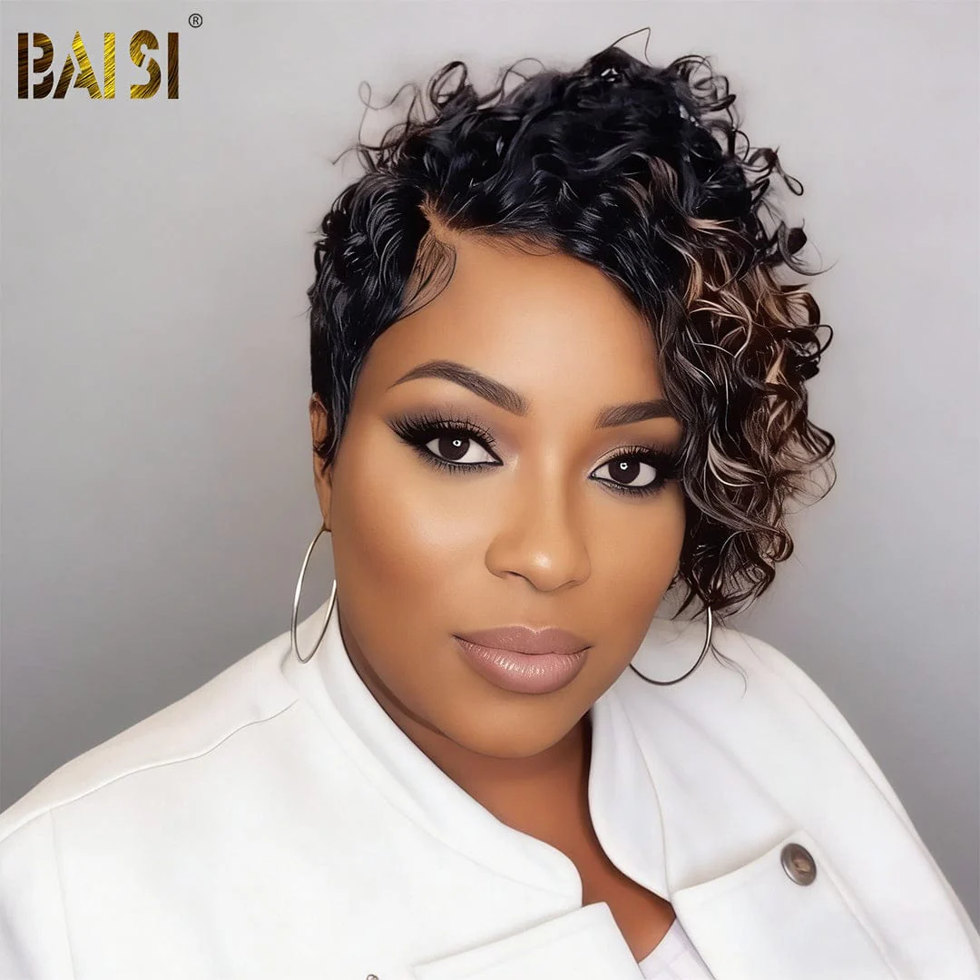 BAISI 13X4 Lace Fashion Curly With Highlight Wig - Image 3