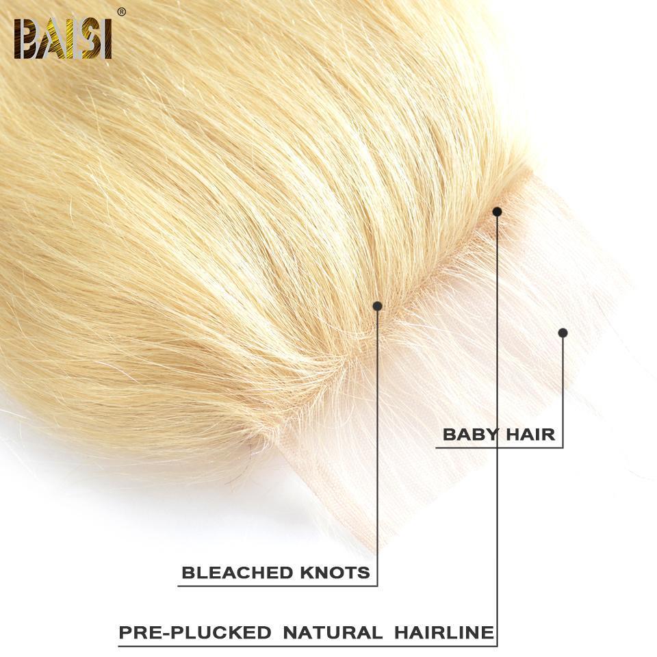 BAISI 10A Blonde #613 Straight Lace Closure 4x4 - Image 3