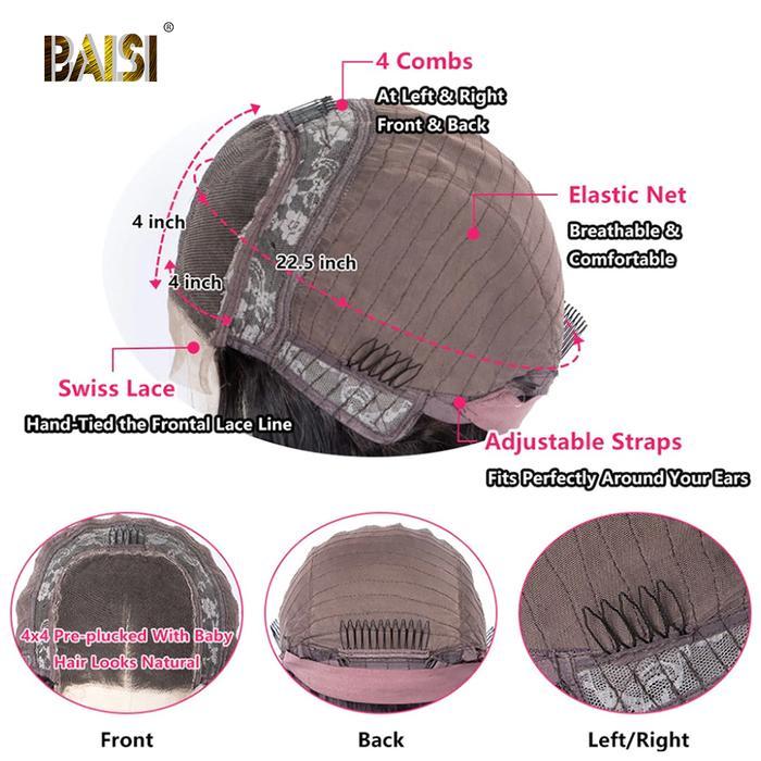 BAISI  4*4 HD Closure Wig Human Hair Wig - Image 5
