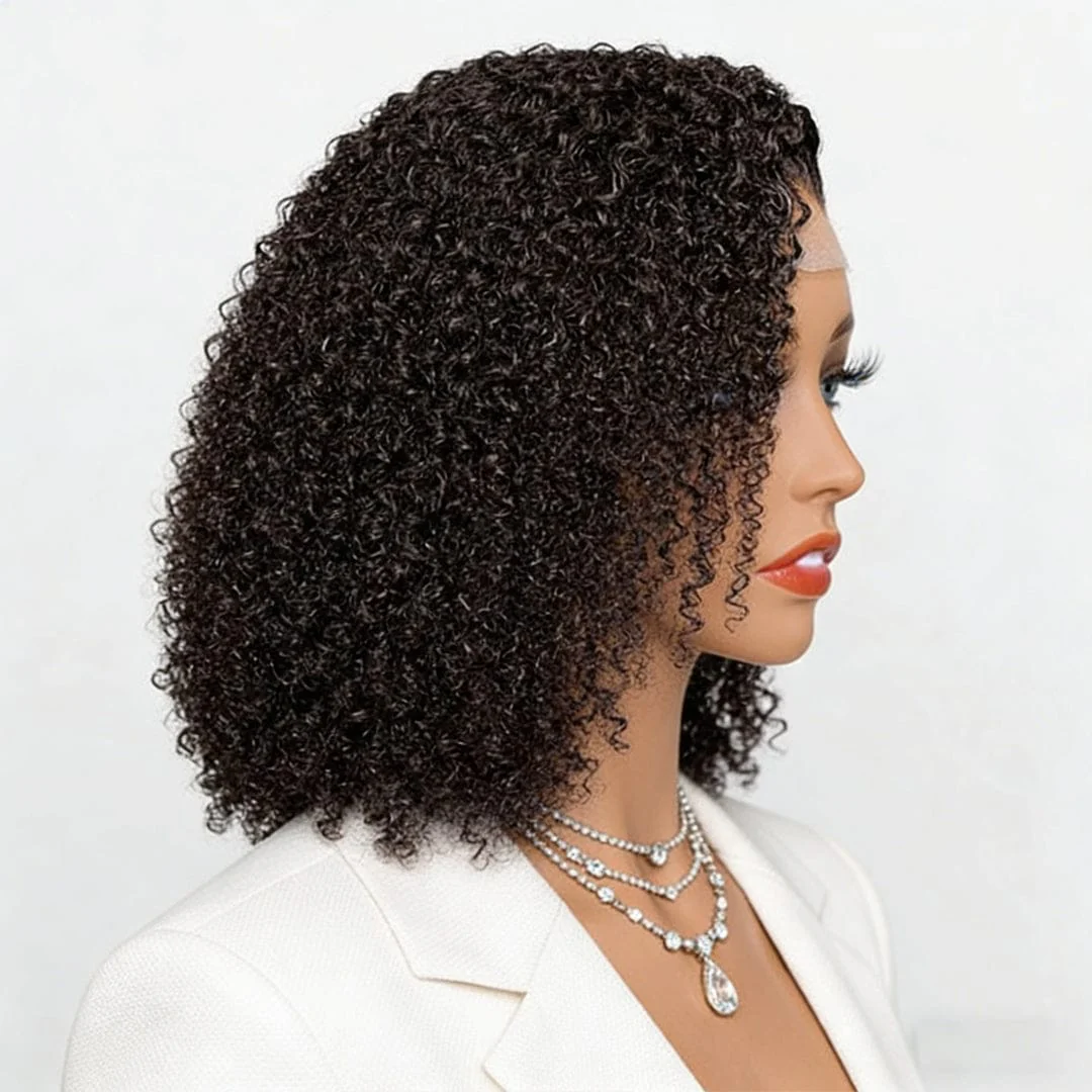BAISI Lace Front Human Hair Afro Curl Wig - Image 3