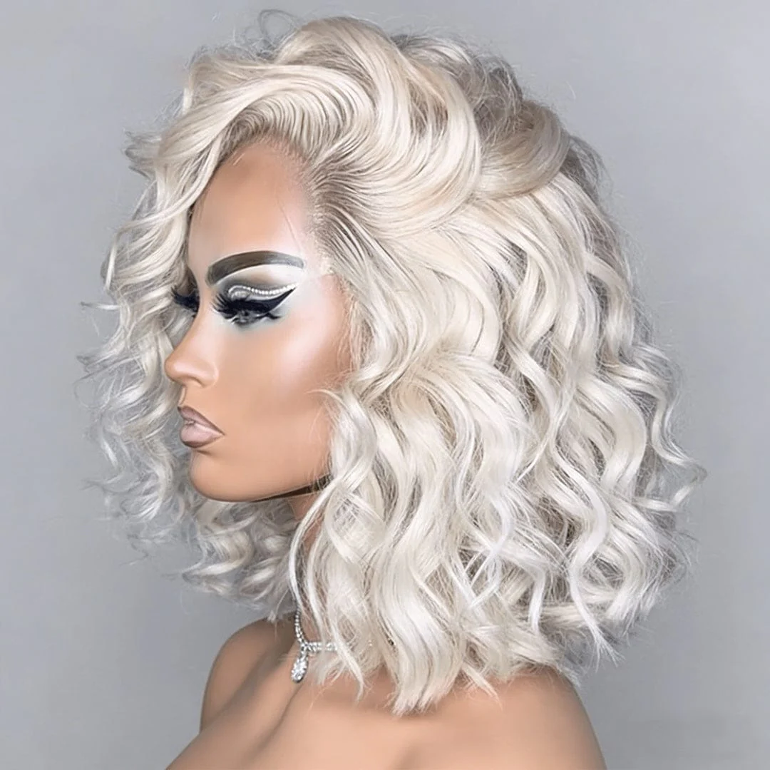 BAISI 13X4 Light Blonde Wavy BOB Lace Wig - Image 3