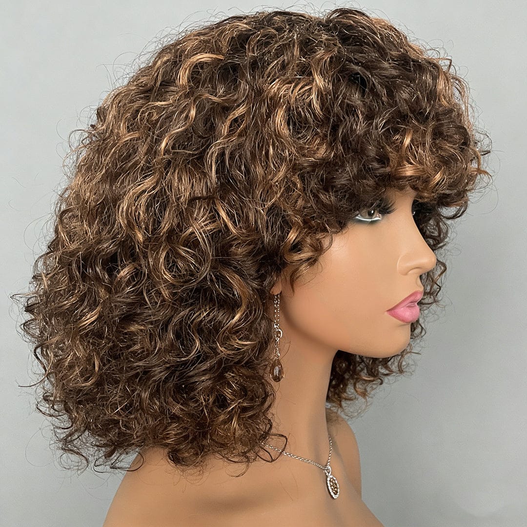 Baisi #4Mix27 Machine Made Curly With Bang BoB Wig - Image 3