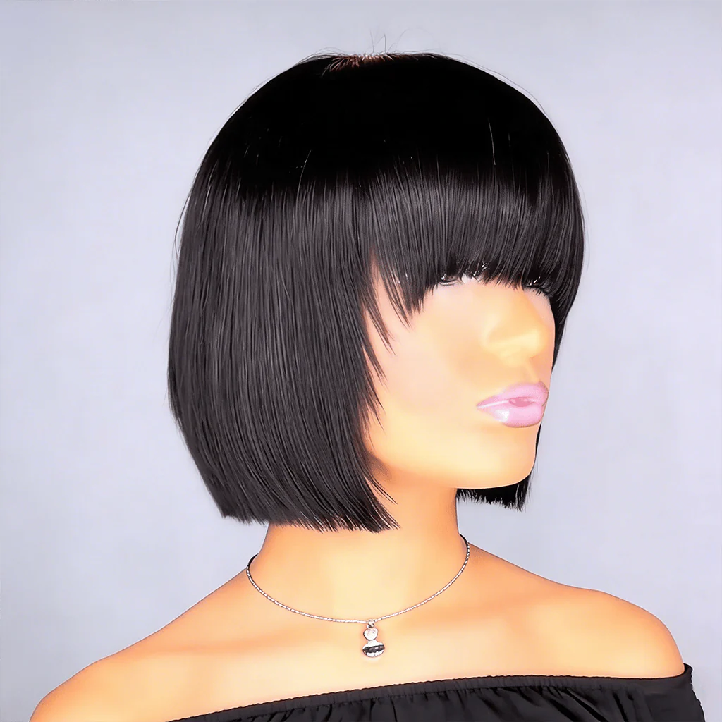 Baisi Machine Made Straight With Bang Short BoB Wig - Image 3