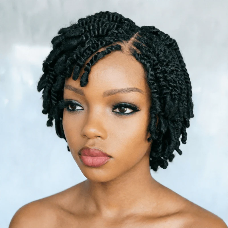 BAISI Sexy Braided Short Lace Wig - Image 4