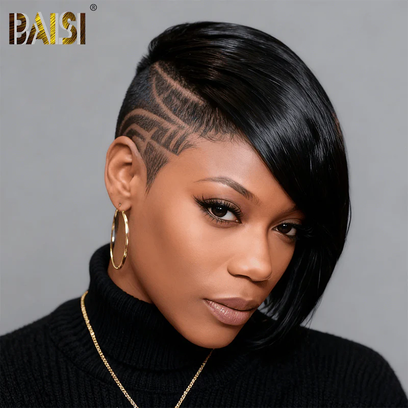 BAISI Sexy Straight Side Part Black Partial Topper(Not A Wig) - Image 3