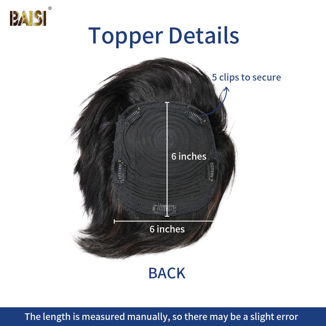 BAISI Side Part Black Straight Partial Topper(NOT A WIG) - Image 4