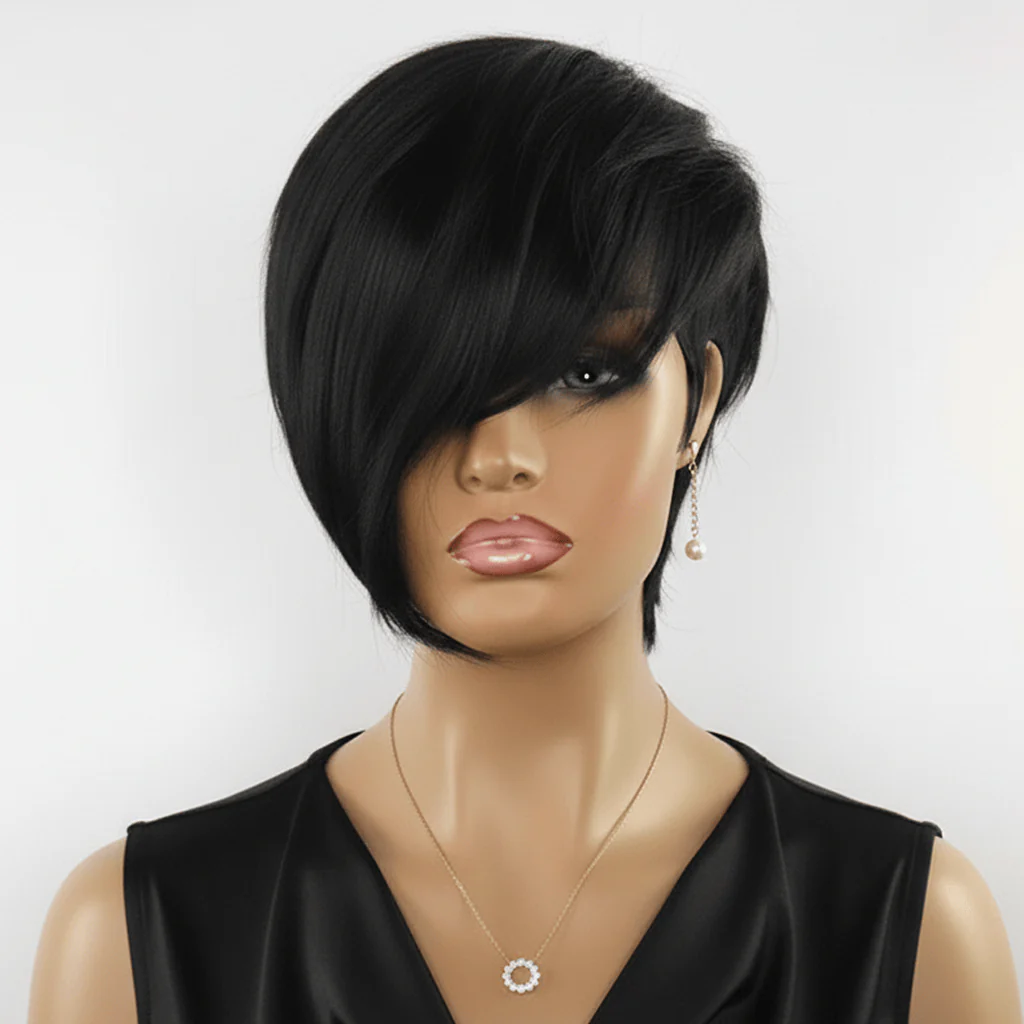 BAISI Side Part Cool Style Pixie Machine Made Wig - Image 3