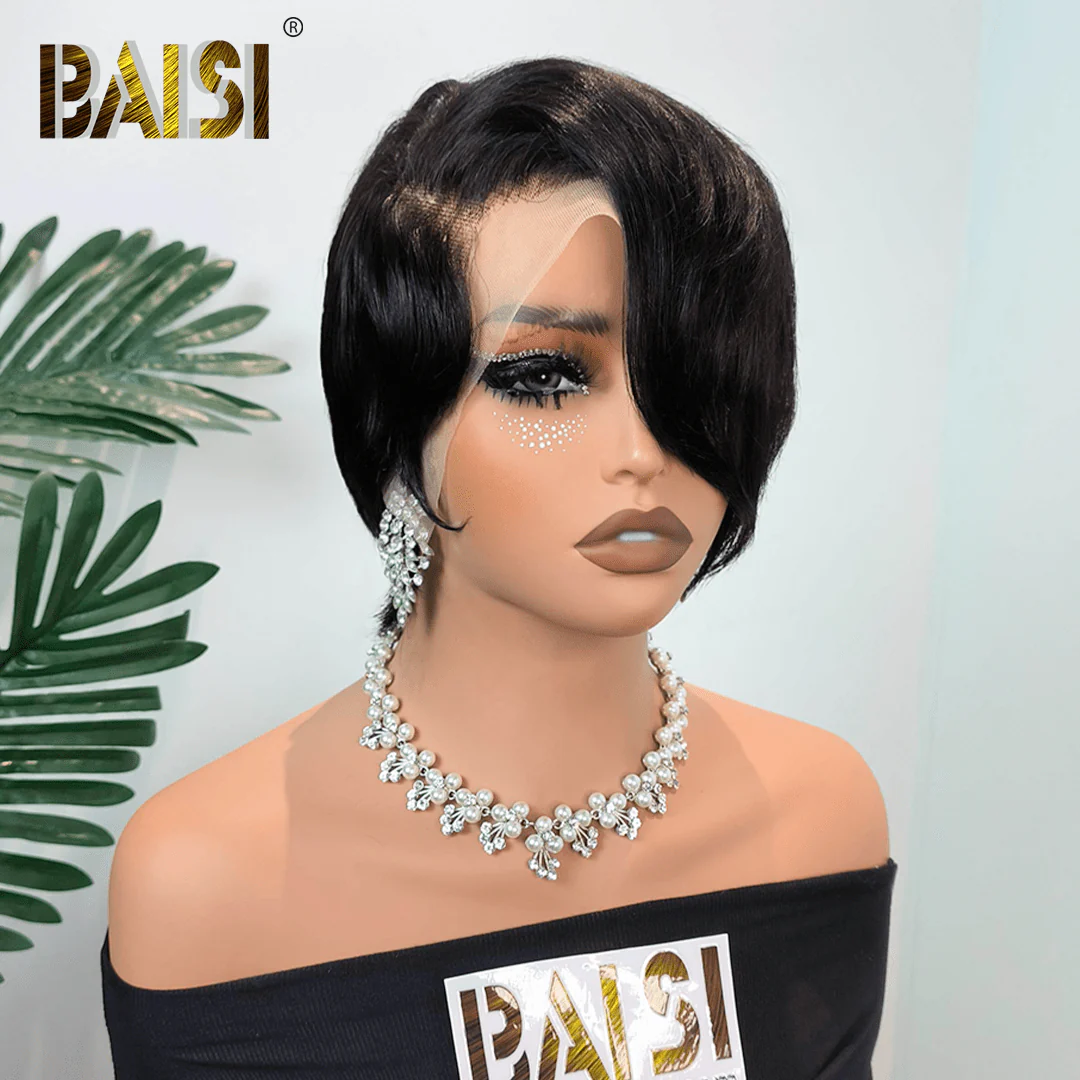 BAISI 13X4 Lace Silk Wave Pixie Cut Wig - Image 3
