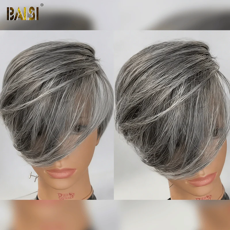 BAISI Silver Salt And Pepper Gray Topper (NOT A WIG) - Image 3