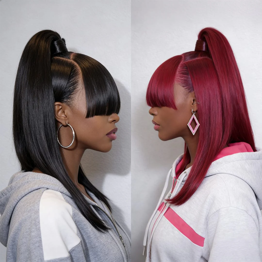 BAISI Updo With Bang Lace BOB Wig For Black Women - Image 3