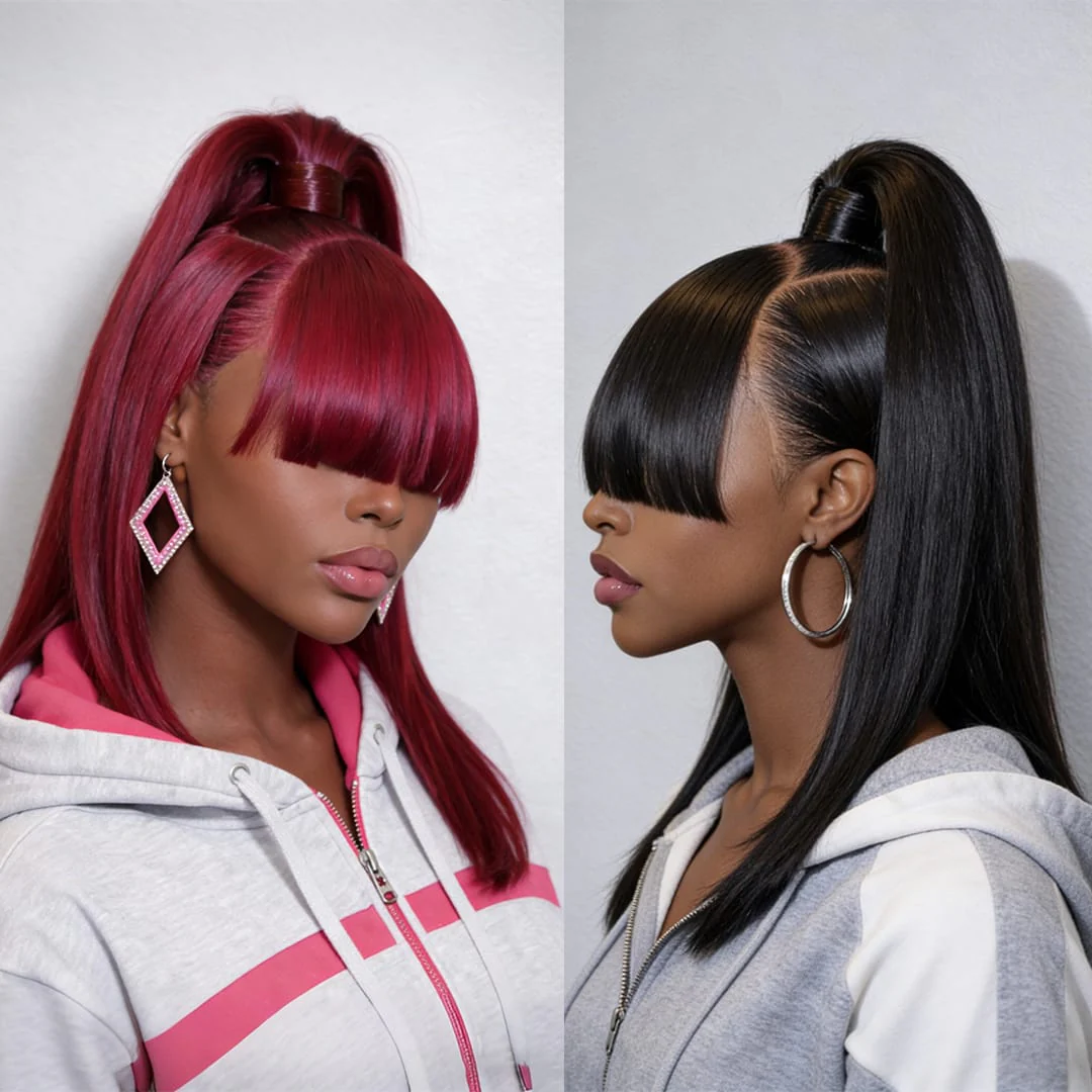BAISI Updo With Bang Lace BOB Wig For Black Women - Image 4