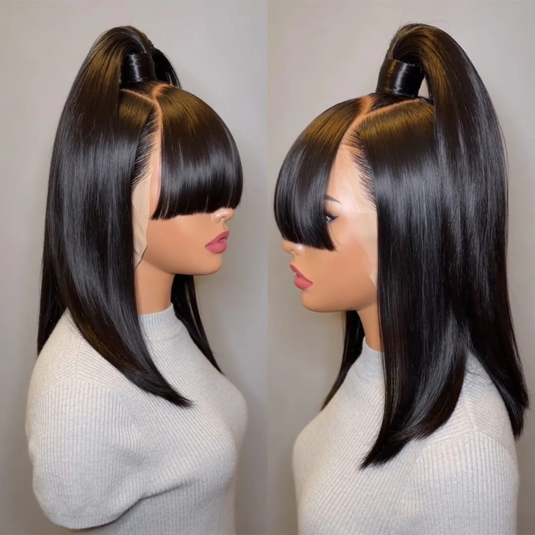BAISI Updo With Bang Lace BOB Wig For Black Women - Image 5