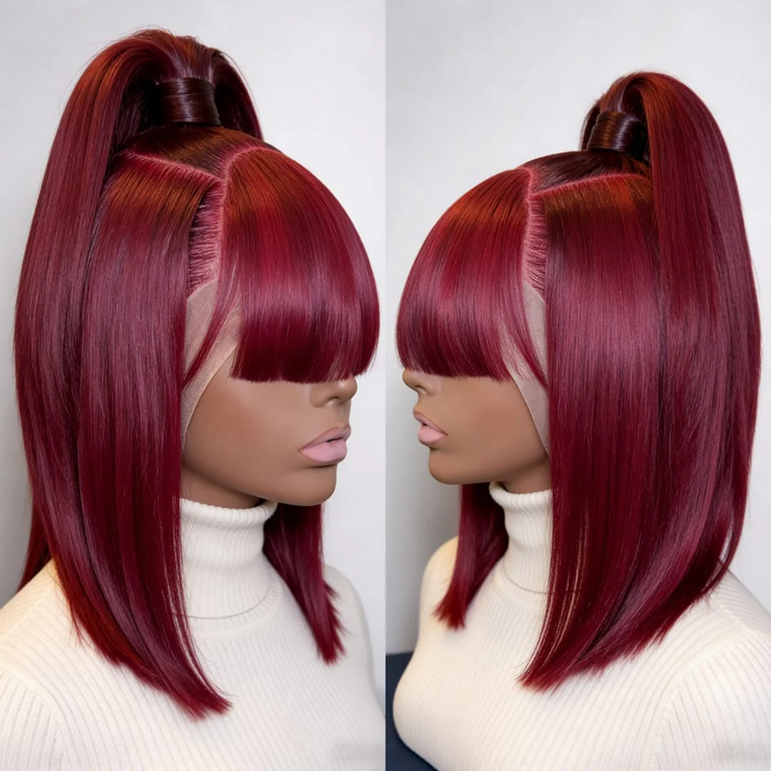 BAISI Updo With Bang Lace BOB Wig For Black Women - Image 6