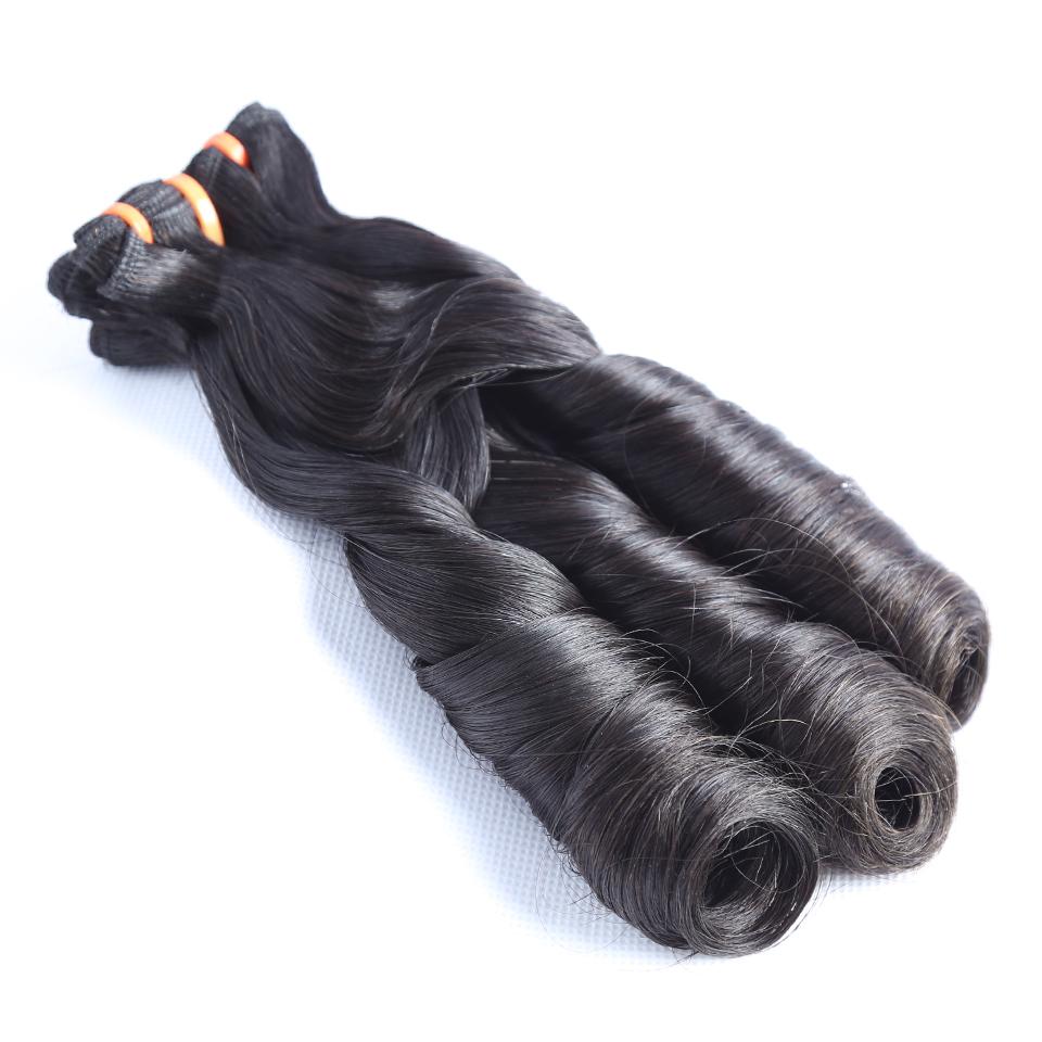 Top Grade Double Drawn 100% Virgin Hair Fumi Spring Curly Hair Weave - Image 3